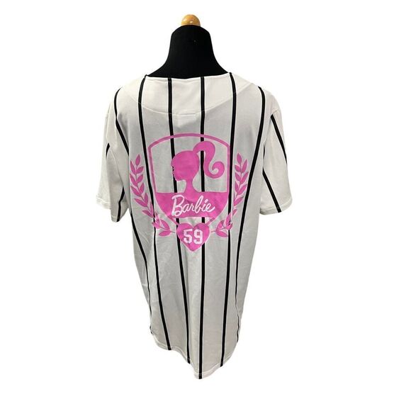Barbie Mattel Baseball Jersey Womens Bloke Y2K Movie Cartoon Preppy Medium - Picture 3 of 7